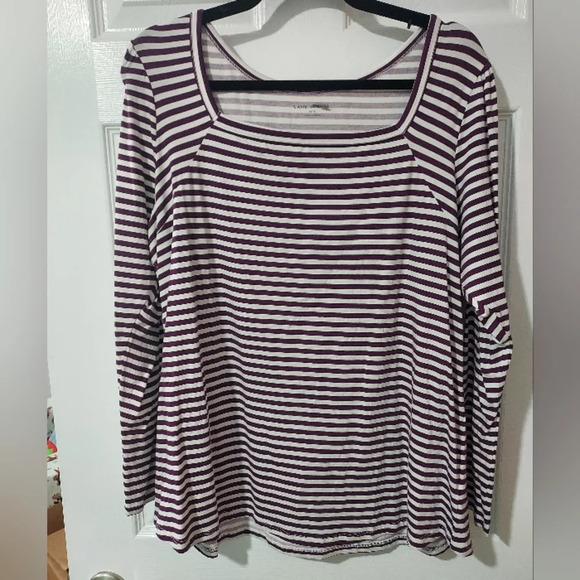 NWOT Lane Bryant Purple Stripe Classic Long-Sleeve Square-Neck Tee in Size 14/16 - Picture 2 of 11